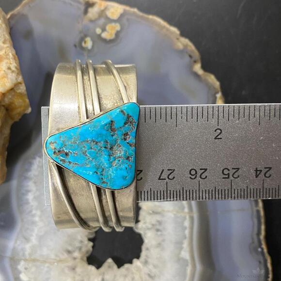 Native American Silver Chunky Turquoise Bracelet For Women - Picture 10 of 10